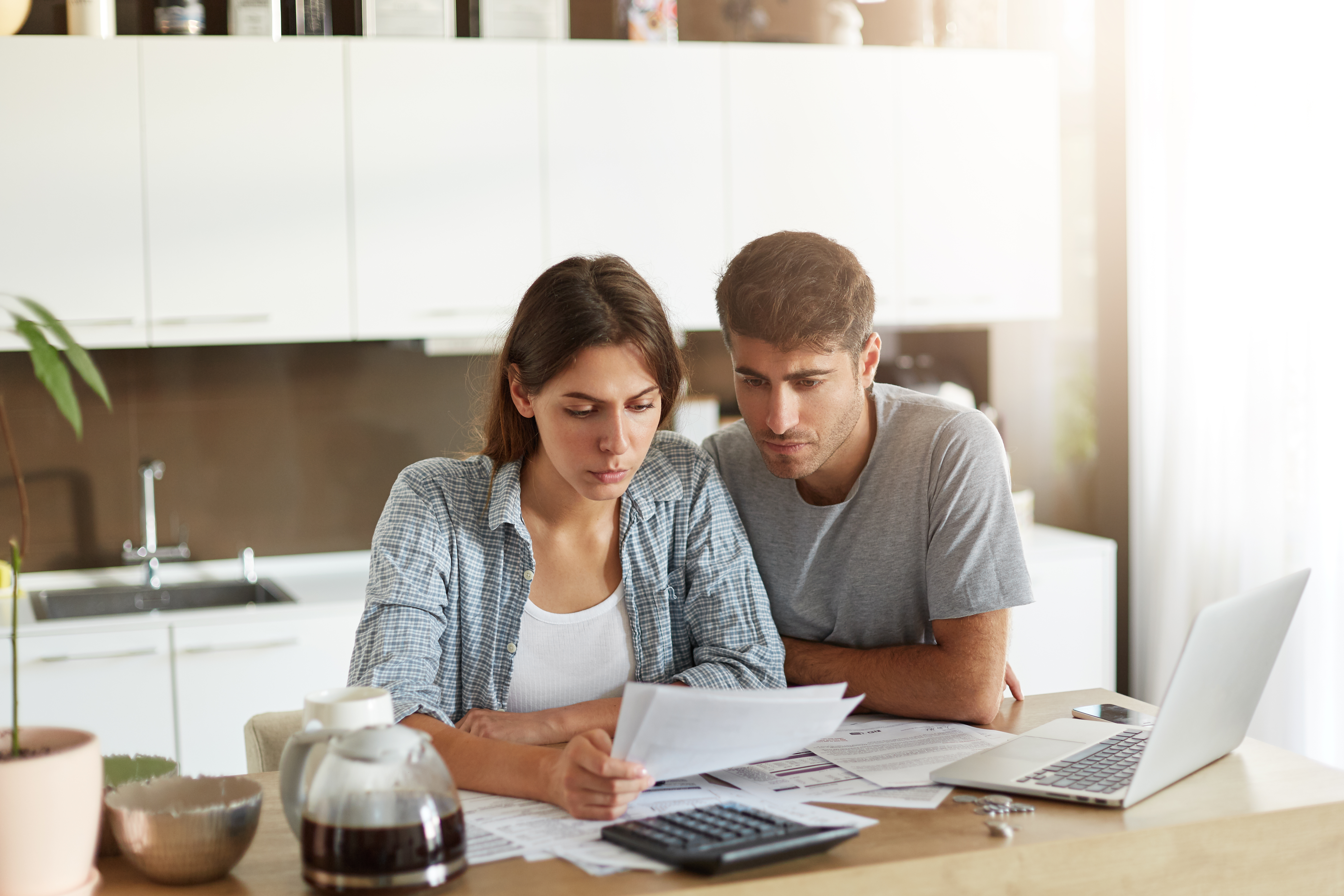 Couple reviewing finances